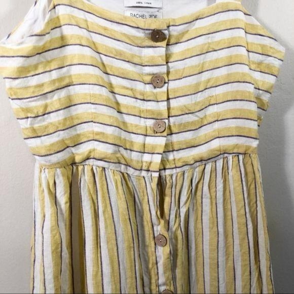 Rachel Zoe Yellow Striped Long Linen Dress, Size 8 - Picture 6 of 6